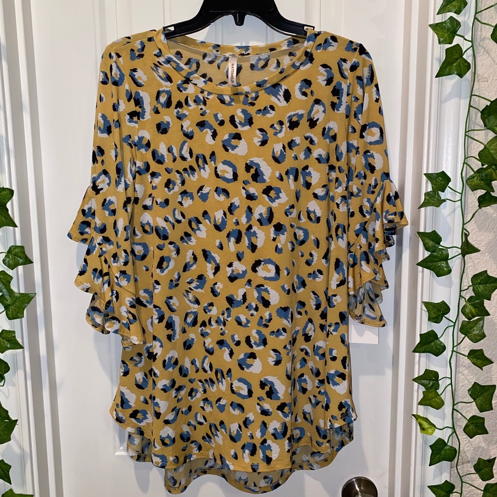 Yellow Leopard Print Tunic Top